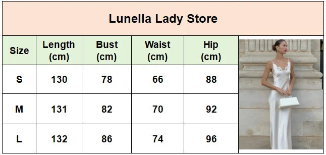 Lace Patchwork Sling Maxi Dress Women Sexy Solid V-neck Sleeveless Backless Satin Slim Long Gown Lady Chic Evening Party Dresses