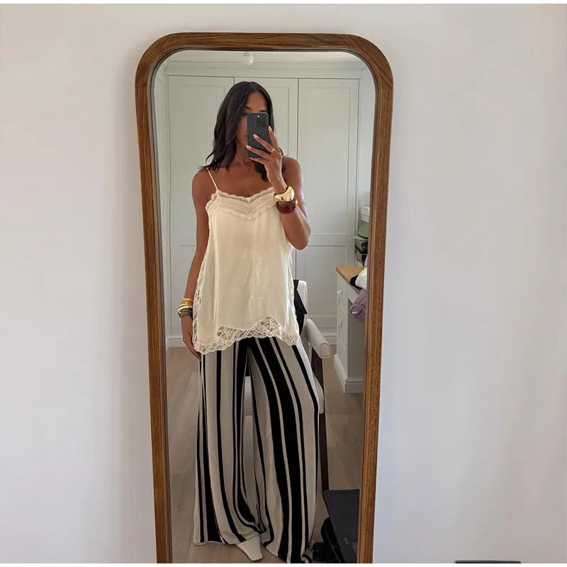 Lace Patchwork Sling Maxi Dress Women Sexy Solid V-neck Sleeveless Backless Satin Slim Long Gown Lady Chic Evening Party Dresses